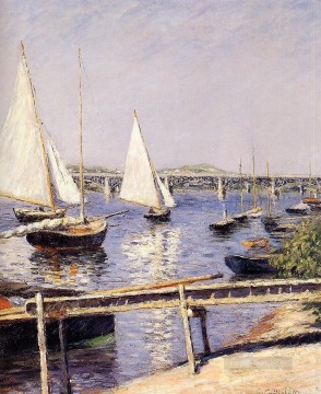  Velero Pintura al %c3%b3leo - Veleros en el paisaje marino impresionista de Argenteuil Gustave Caillebotte